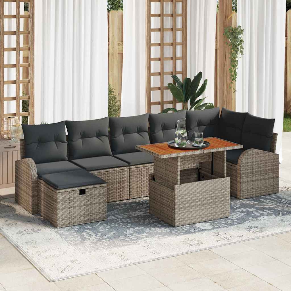 Garten-Sofa-Set 8 pcs Schwarz Poly-Rattan