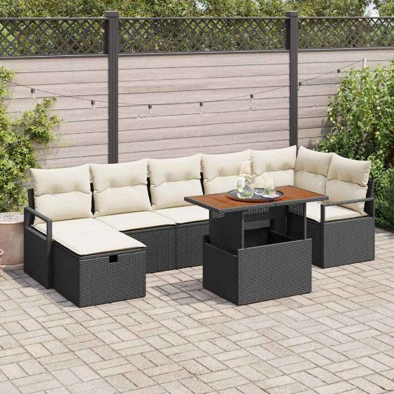 vidaXL Garten-Sofa-Set 8 pcs Schwarz Poly-Rattan