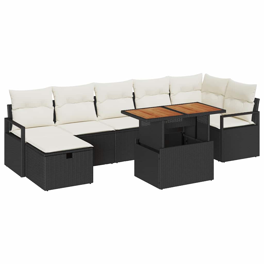 vidaXL Garten-Sofa-Set 8 pcs Schwarz Poly-Rattan
