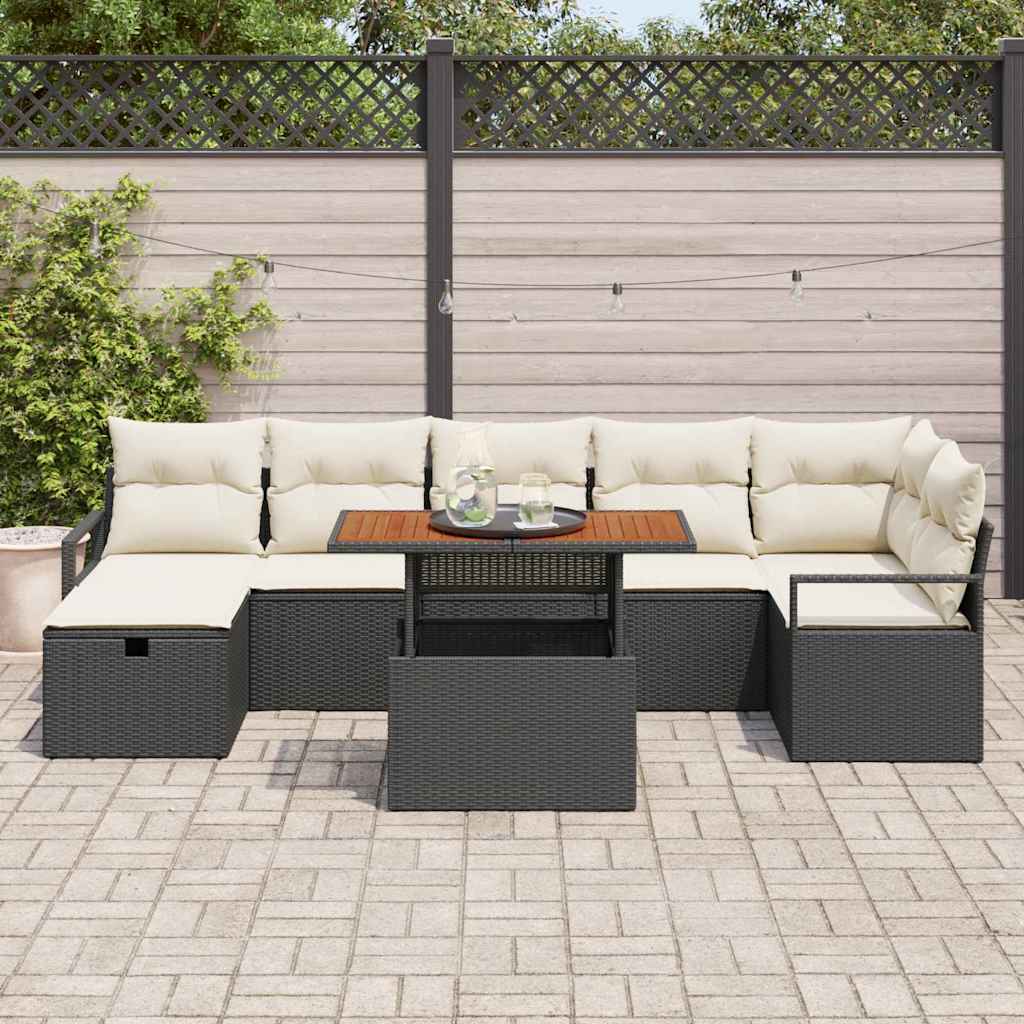 vidaXL Garten-Sofa-Set 8 pcs Schwarz Poly-Rattan
