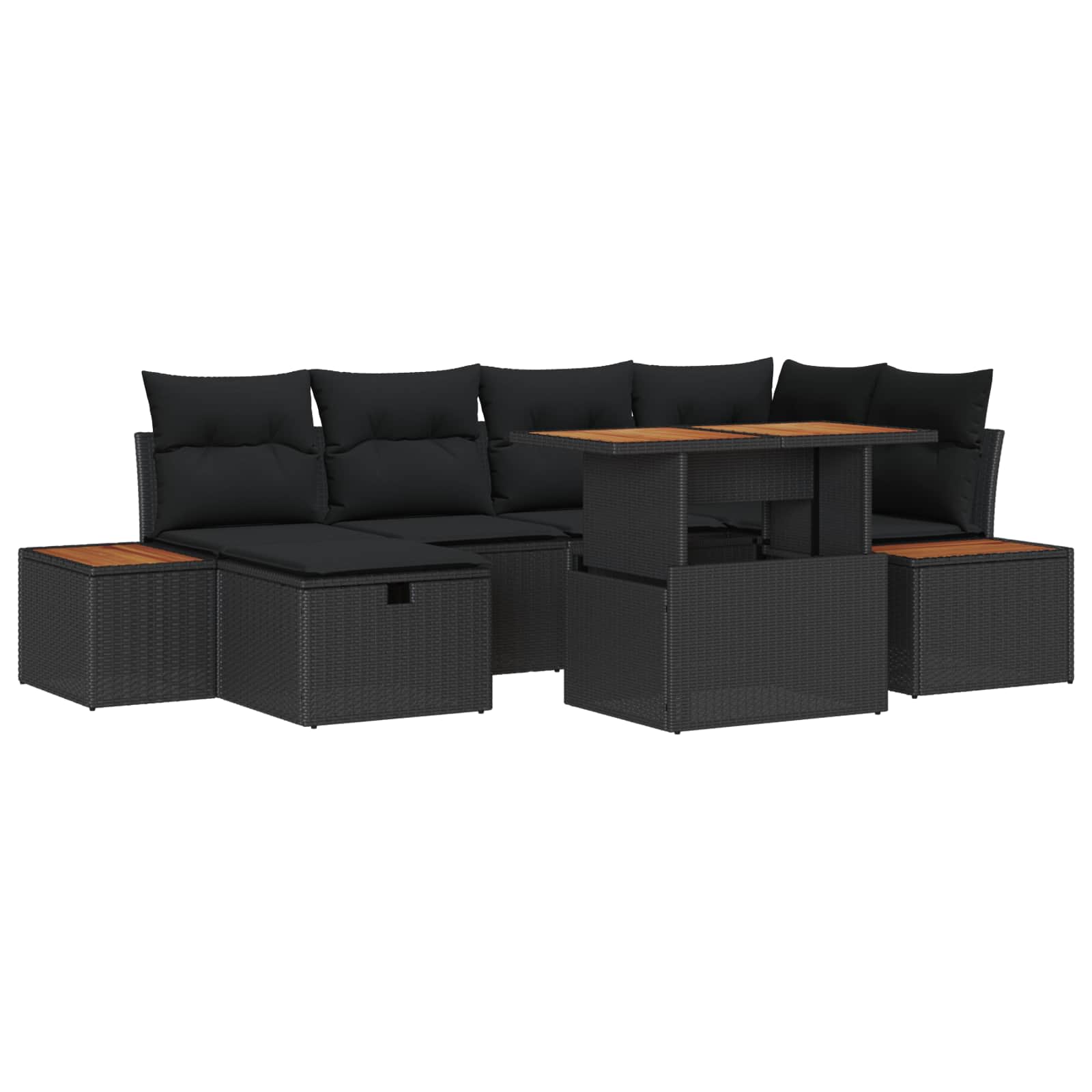 vidaXL Garten-Sofa-Set 7 pcs Schwarz Poly-Rattan