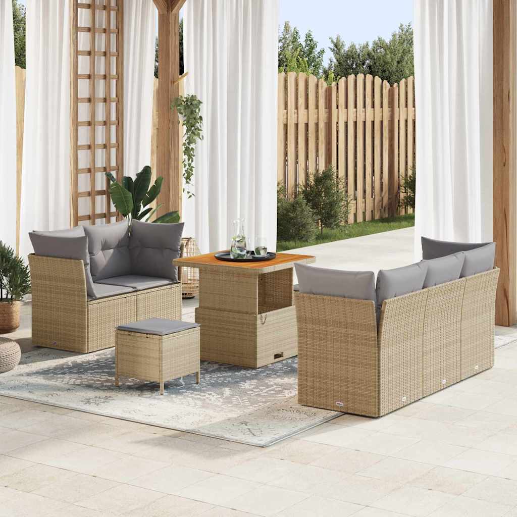 vidaXL Garten-Sofa-Set 8 pcs Schwarz Poly-Rattan