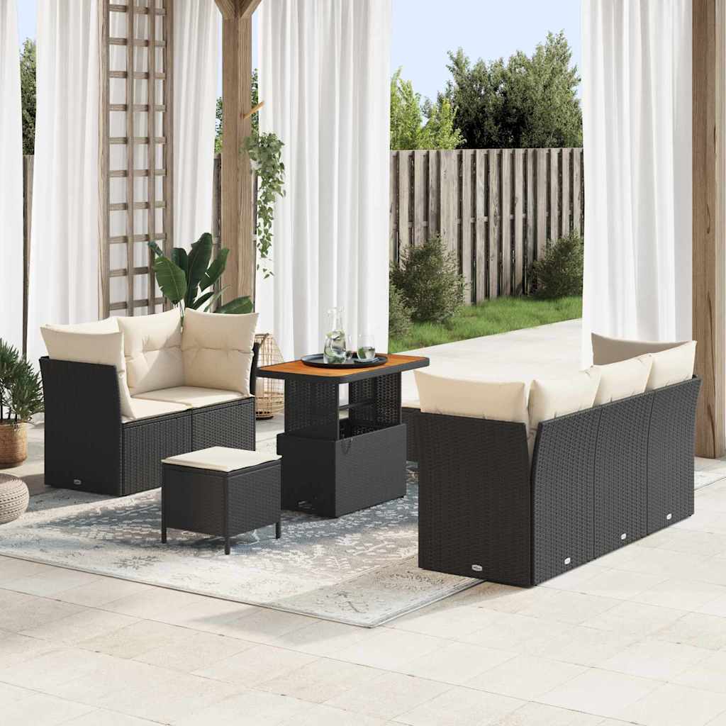 vidaXL Garten-Sofa-Set 8 pcs Schwarz Poly-Rattan