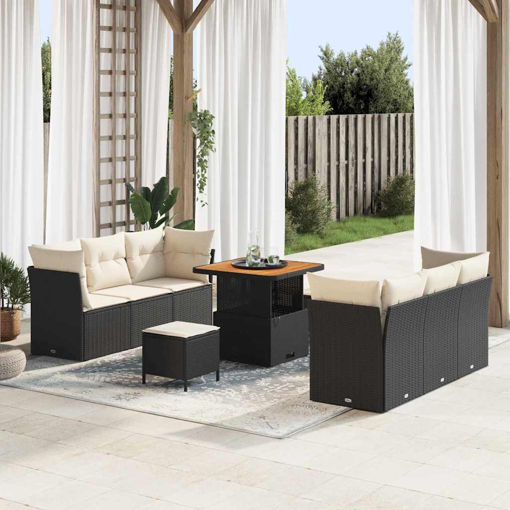 vidaXL Garten-Sofa-Set 9 pcs Schwarz Poly-Rattan
