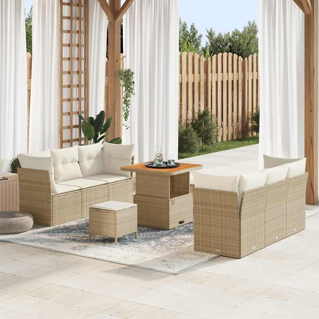 vidaXL Garten-Sofa-Set 9 pcs Schwarz Poly-Rattan