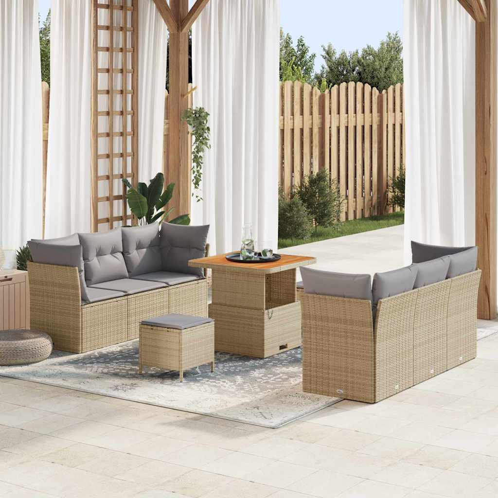 vidaXL Garten-Sofa-Set 9 pcs Schwarz Poly-Rattan