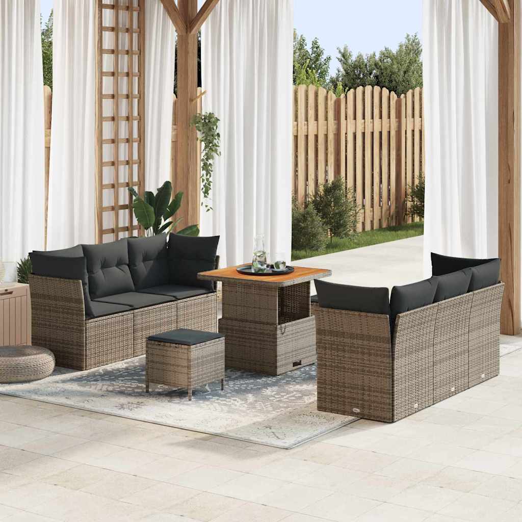 vidaXL Garten-Sofa-Set 9 pcs Schwarz Poly-Rattan