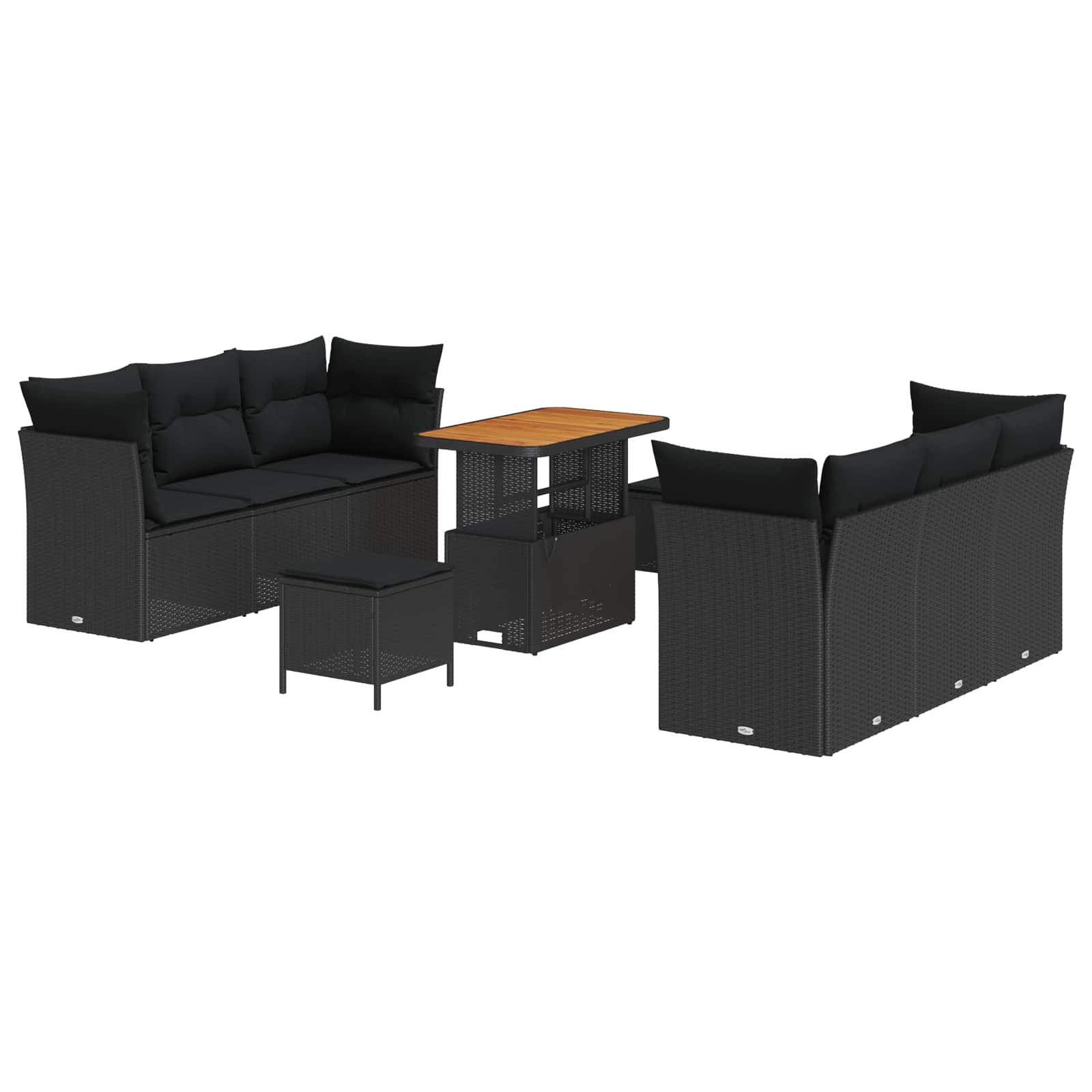 vidaXL Garten-Sofa-Set 9 pcs Schwarz Poly-Rattan