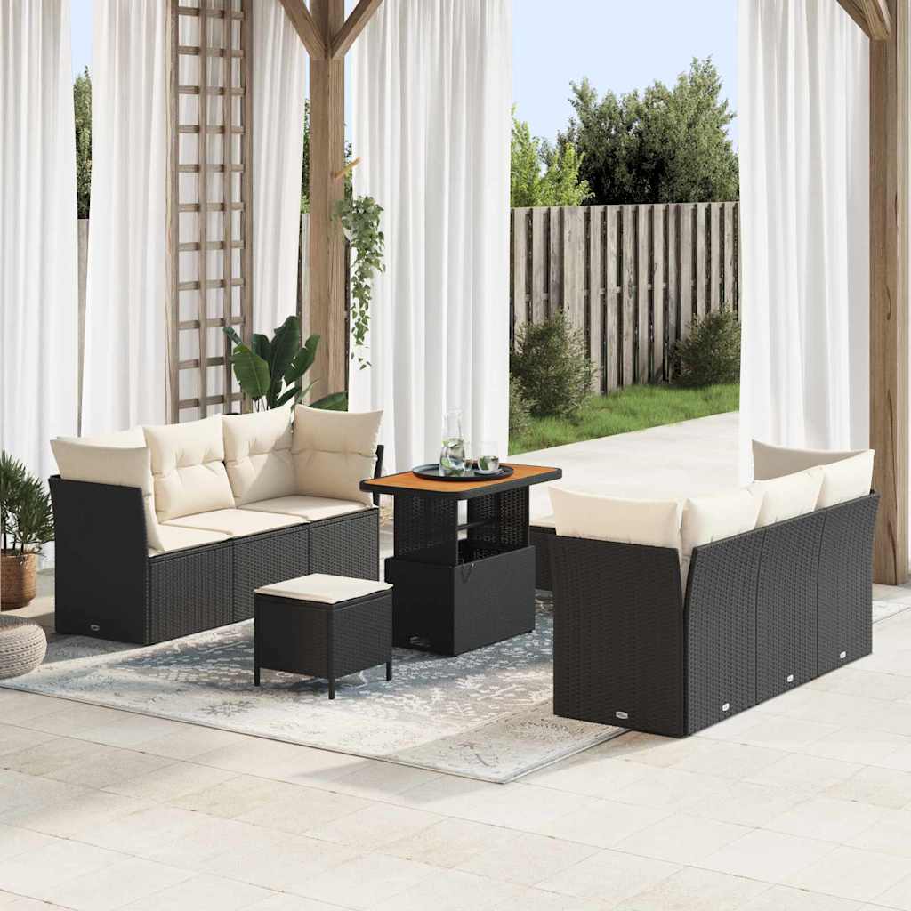 vidaXL Garten-Sofa-Set 9 pcs Schwarz Poly-Rattan