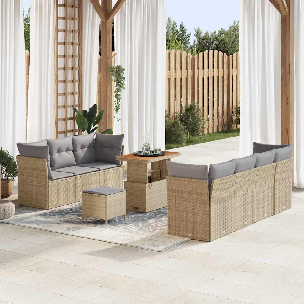 Gartensofa-set 10 pcs Schwarz Poly-Rattan
