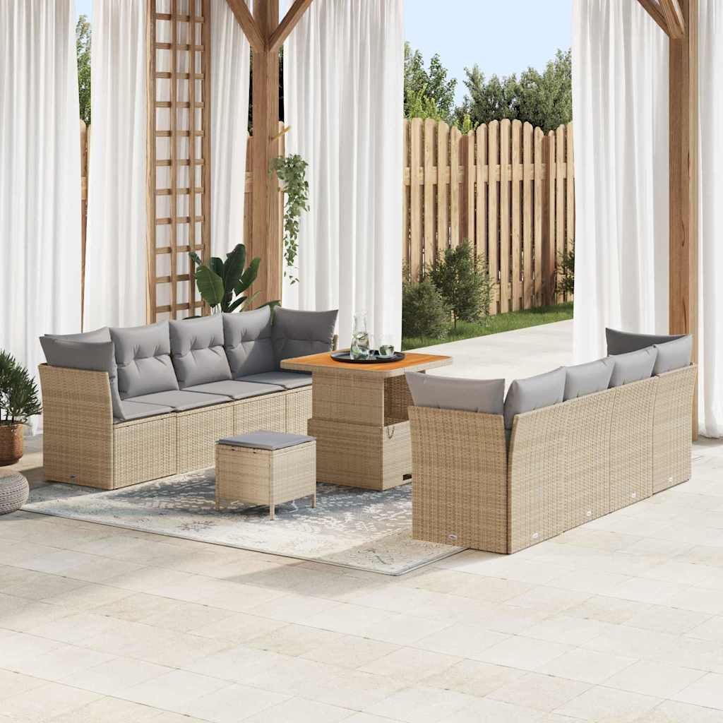 Gartensofa-set 11 pcs Schwarz Poly-Rattan