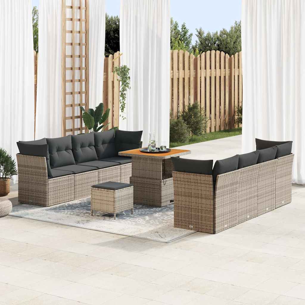 Gartensofa-set 11 pcs Schwarz Poly-Rattan