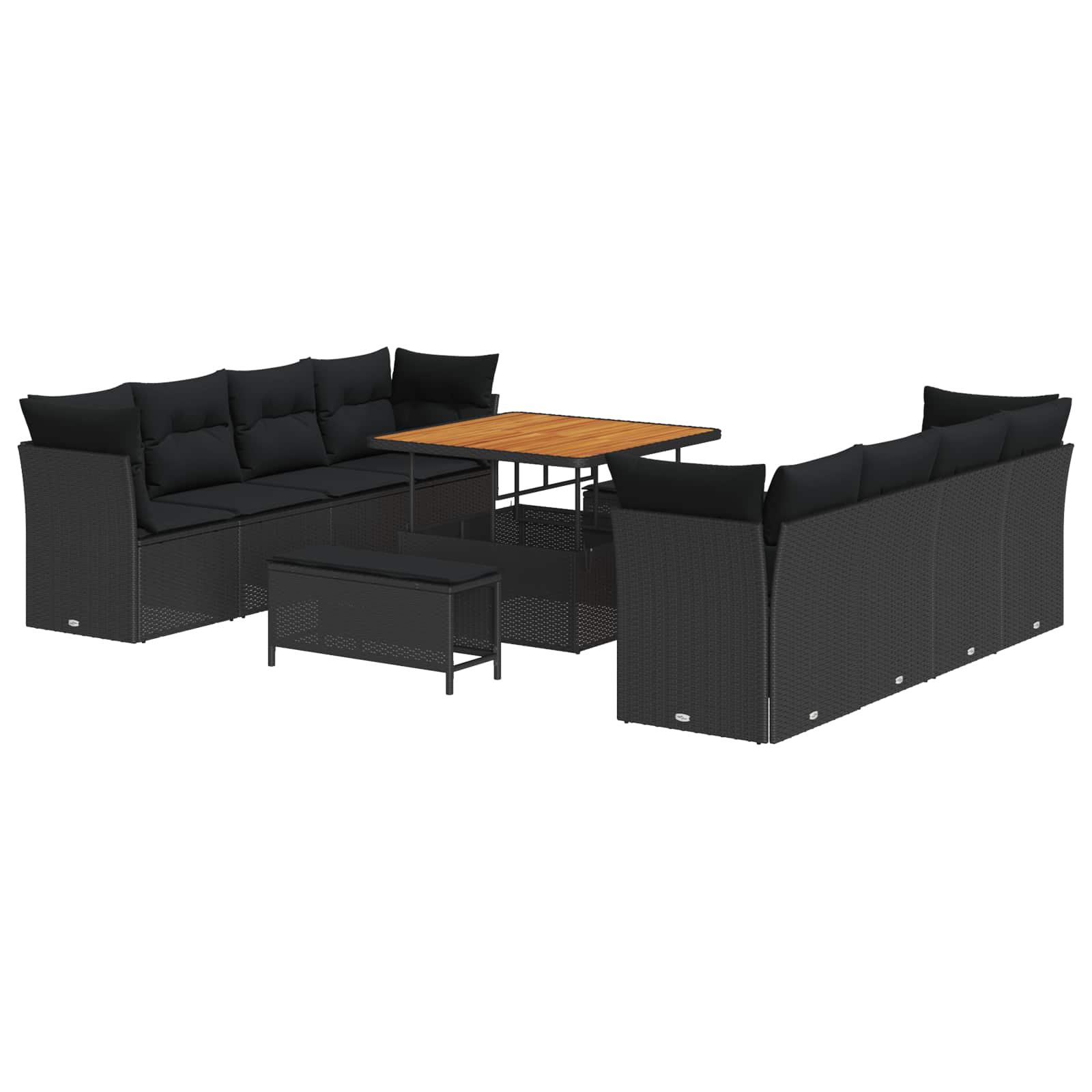 Gartensofa-set 11 pcs Schwarz Poly-Rattan
