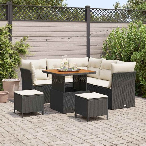 Gartensofa-set 8 pcs Schwarz Poly-Rattan