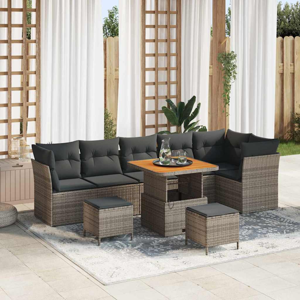vidaXL Gartensofa-set 9 pcs Schwarz Poly-Rattan