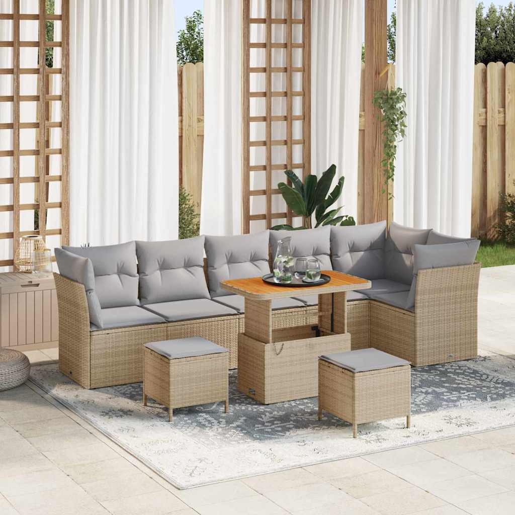 vidaXL Gartensofa-set 9 pcs Schwarz Poly-Rattan
