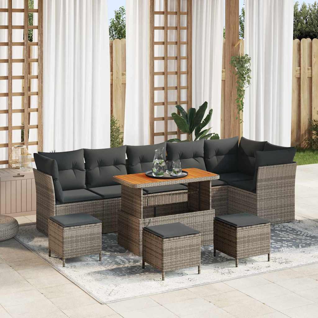 vidaXL Gartensofa-set 9 pcs Schwarz Poly-Rattan