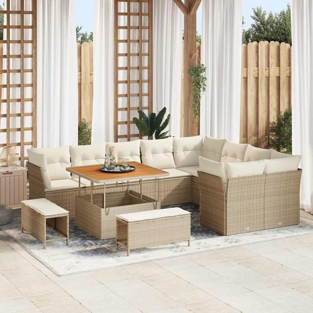 Garten-Sofa-Set 12 pcs Schwarz Poly-Rattan