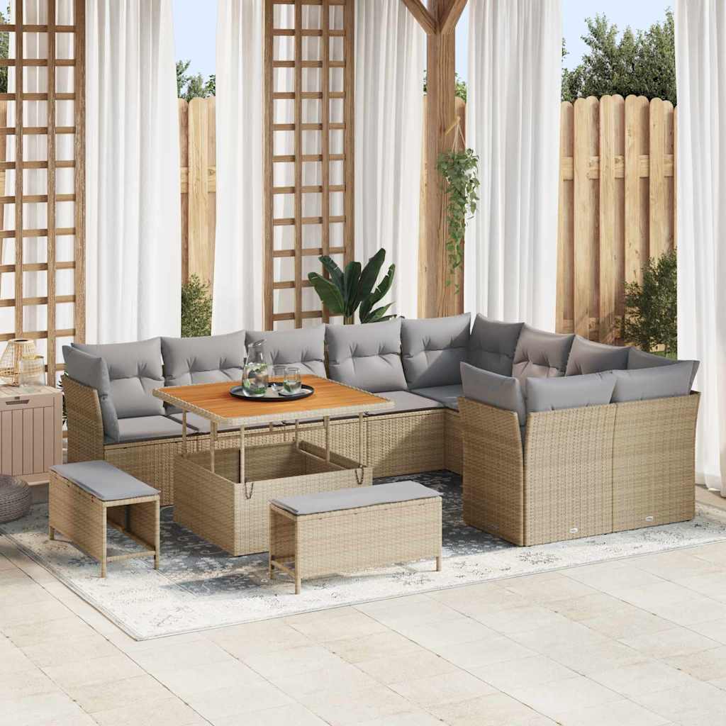 Garten-Sofa-Set 12 pcs Schwarz Poly-Rattan