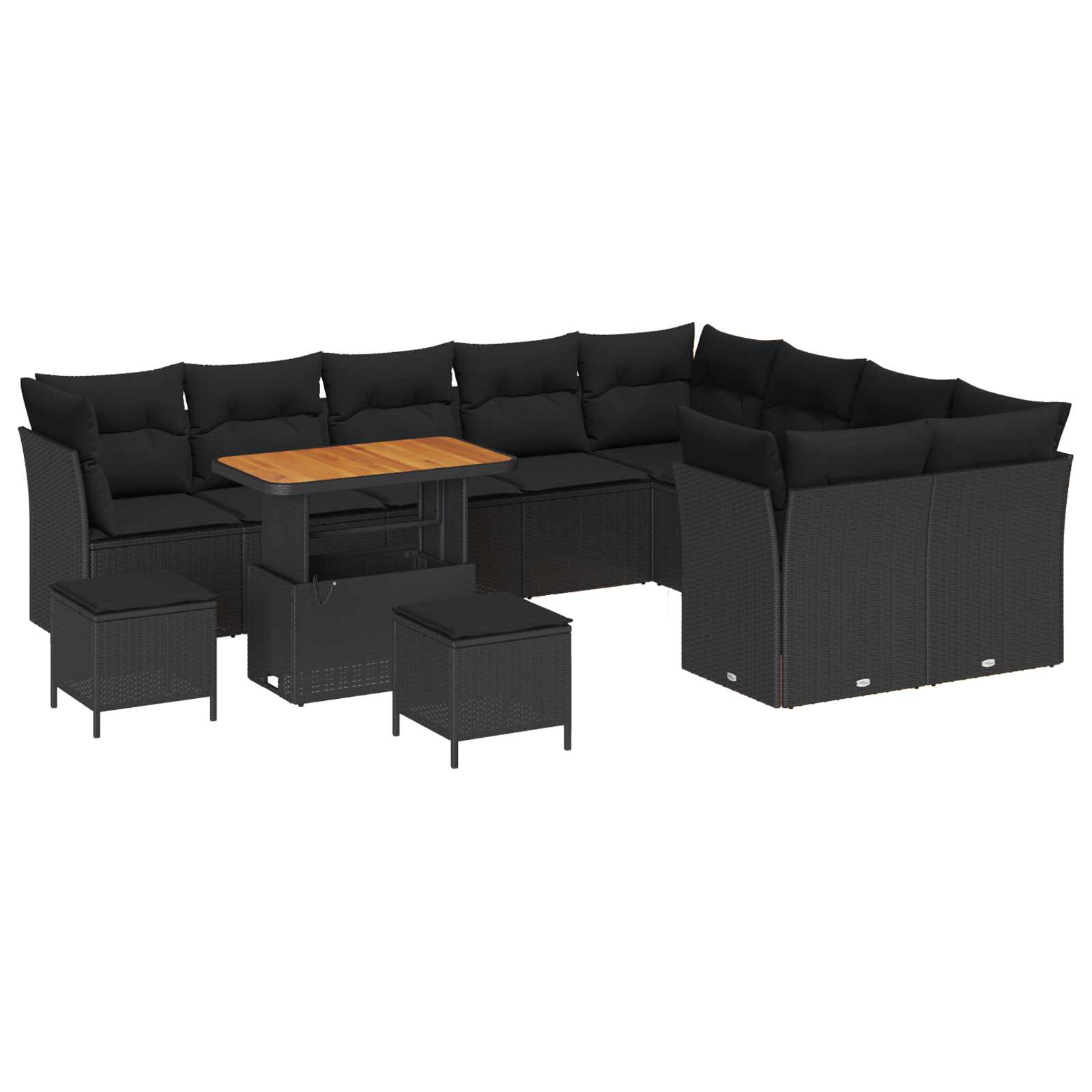 Garten-Sofa-Set 12 pcs Schwarz Poly-Rattan