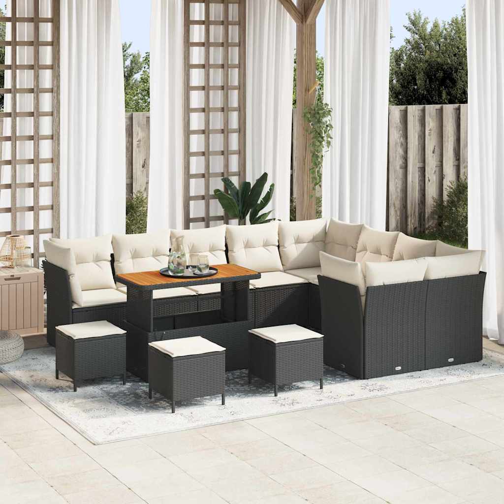 Garten-Sofa-Set 12 pcs Schwarz Poly-Rattan