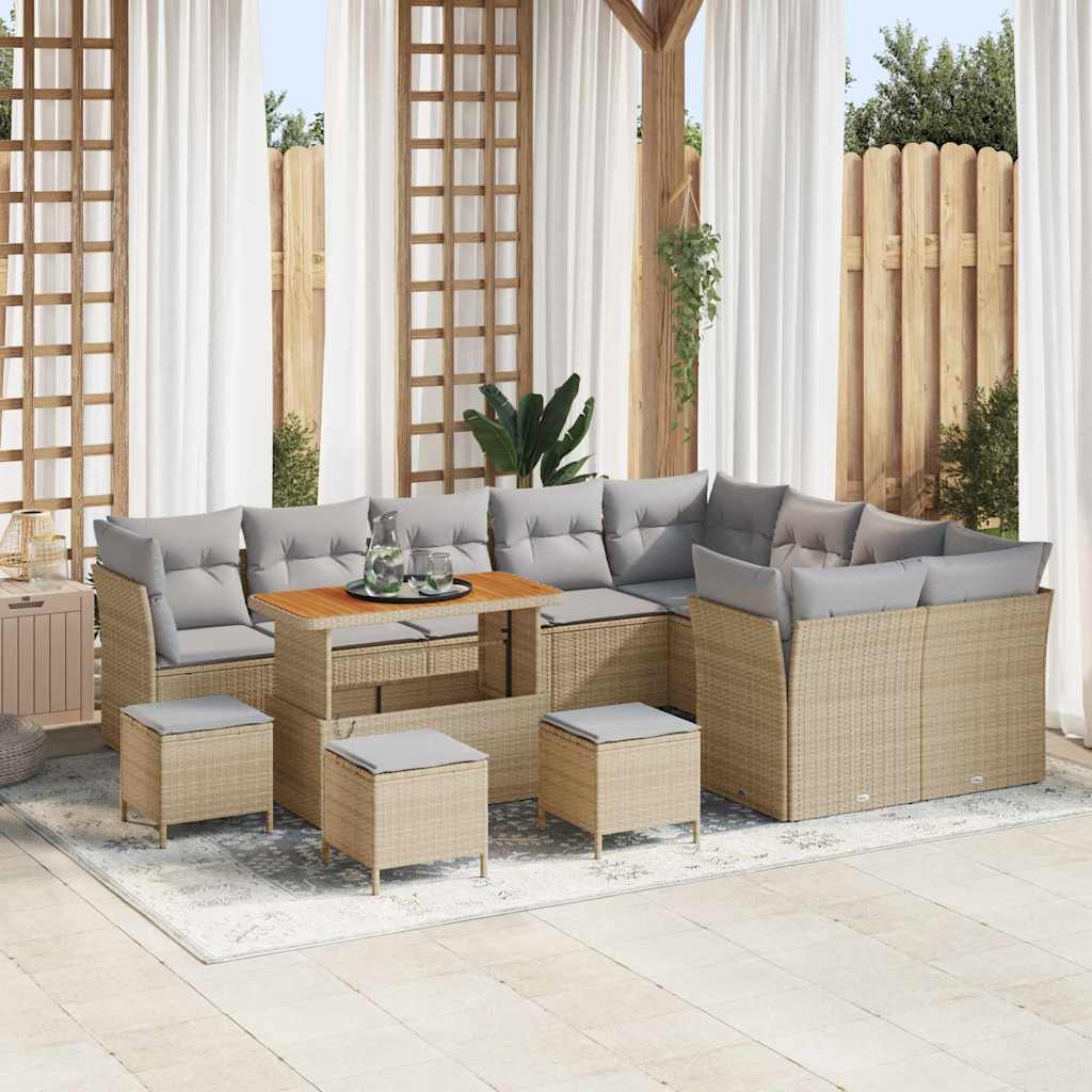 Garten-Sofa-Set 12 pcs Schwarz Poly-Rattan