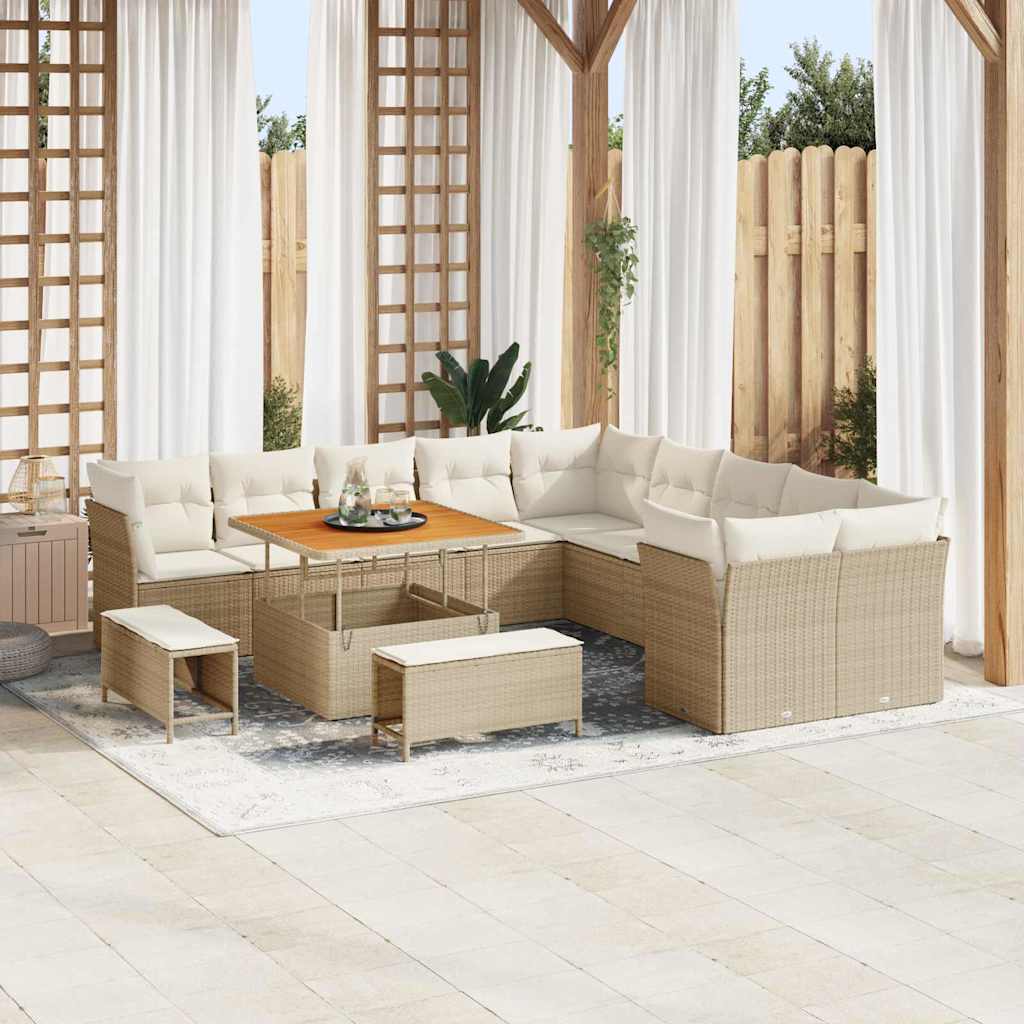 Gartensofa-set 13 pcs Schwarz Poly-Rattan