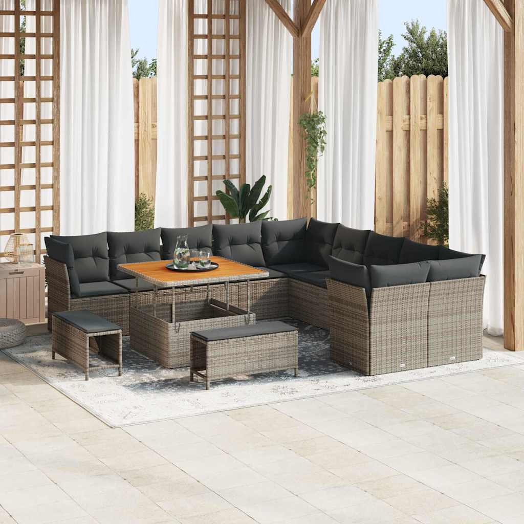 Gartensofa-set 13 pcs Schwarz Poly-Rattan