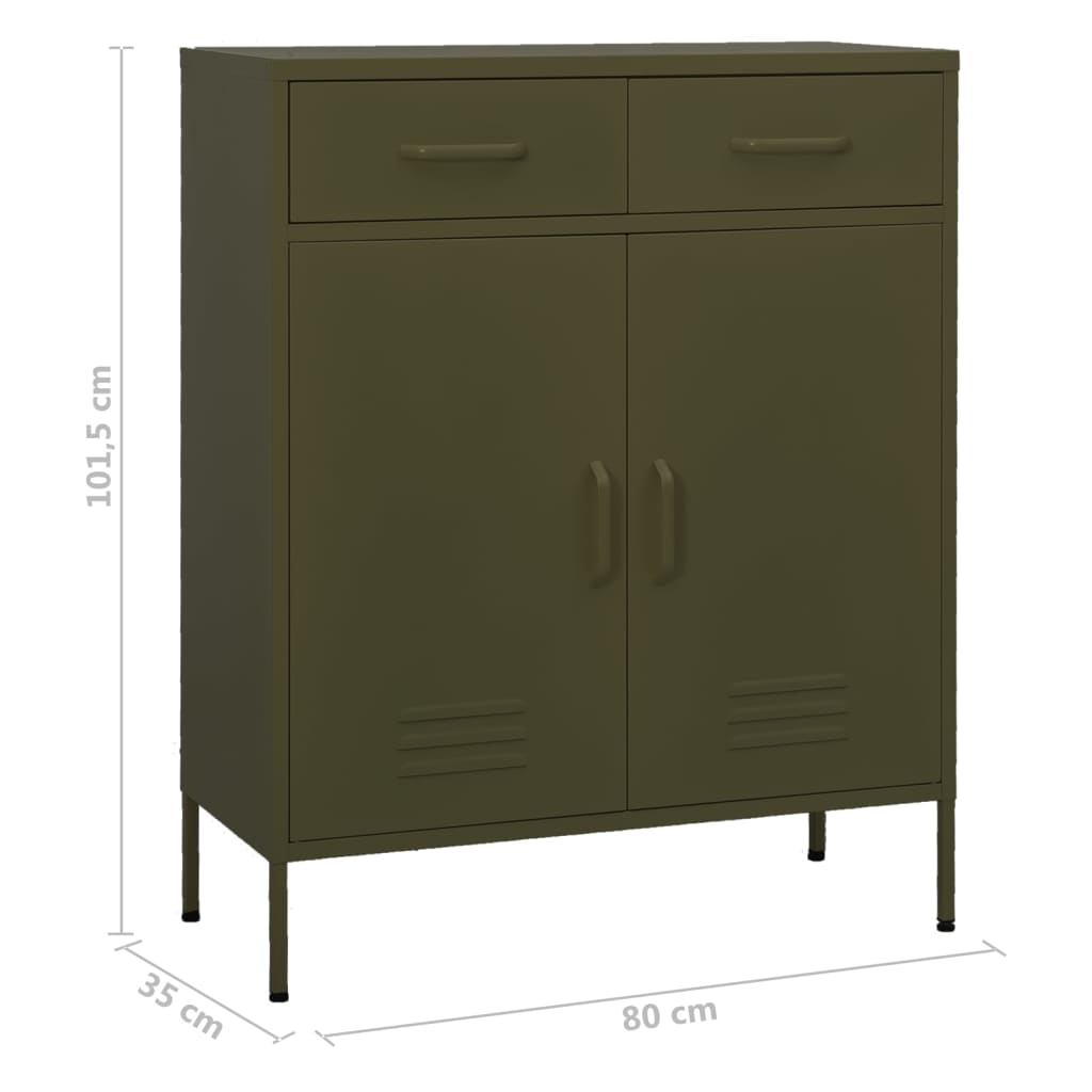vidaXL Lagerschrank Olivgrün 80x35x101,5 cm Stahl