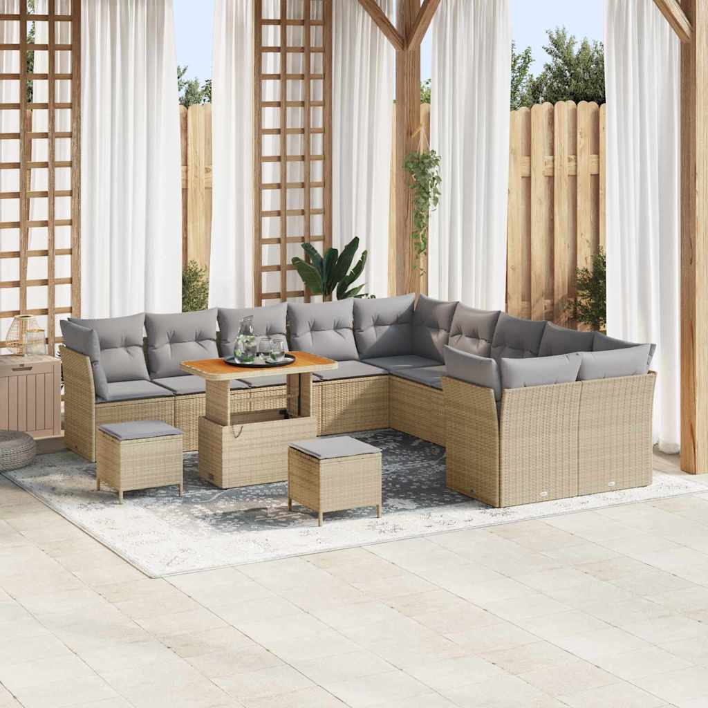 Gartensofa-set 13 pcs Schwarz Poly-Rattan