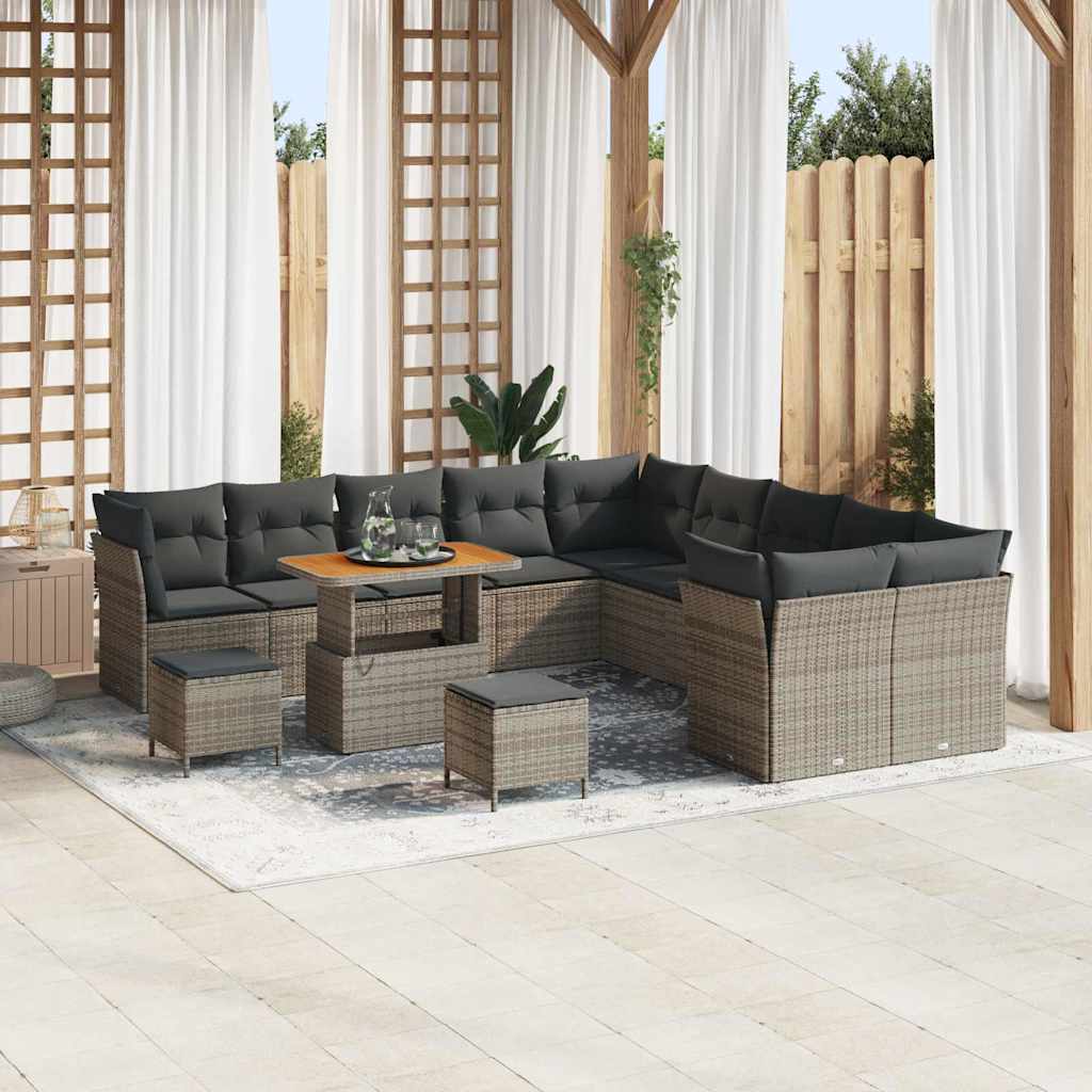 Gartensofa-set 13 pcs Schwarz Poly-Rattan