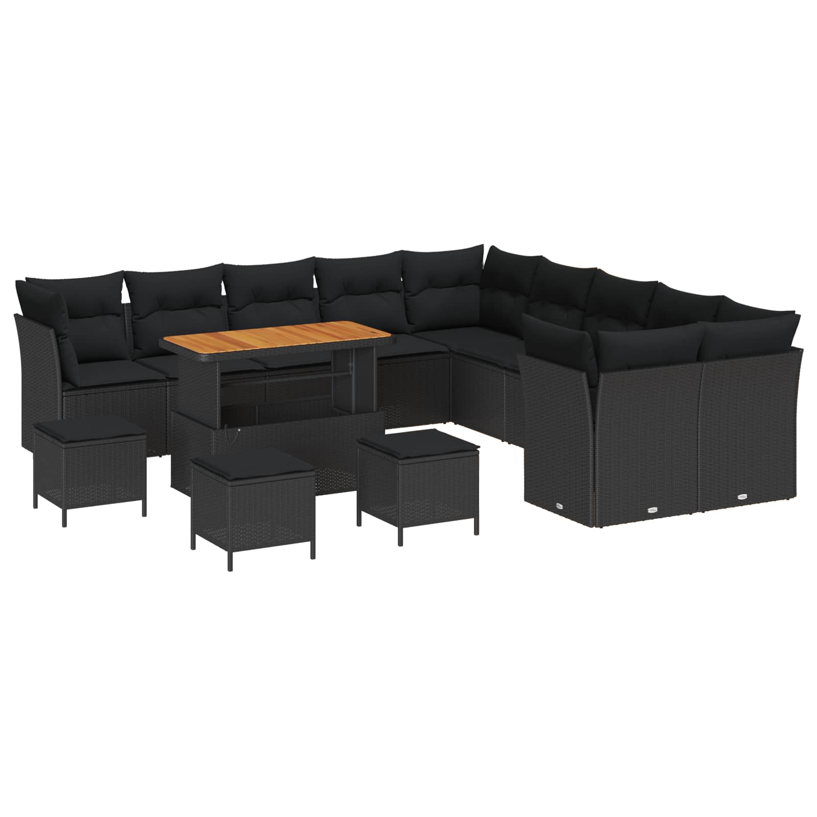 Gartensofa-set 13 pcs Schwarz Poly-Rattan