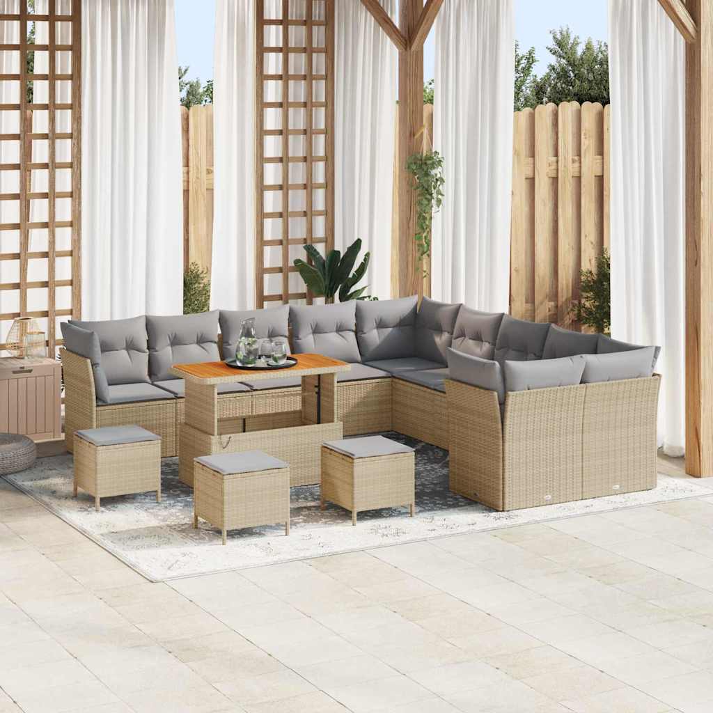 Gartensofa-set 13 pcs Schwarz Poly-Rattan