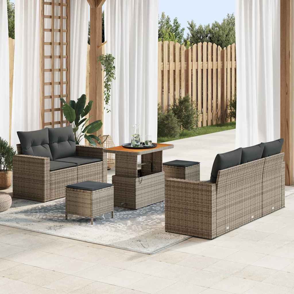 vidaXL Gartensofa-set mit Kissen 8 pcs Schwarz Poly-Rattan