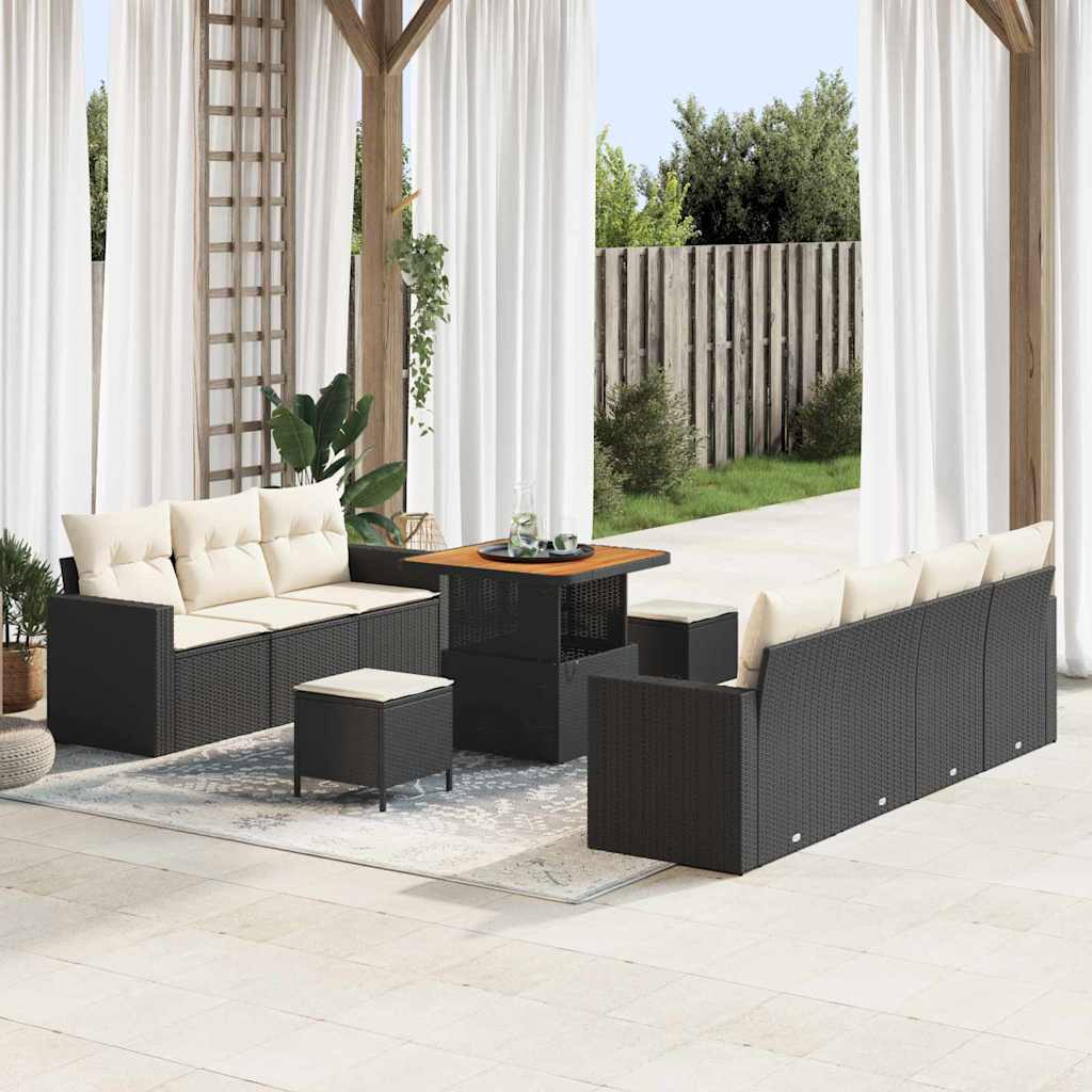 vidaXL Garten-Sofa-Set 10 pcs Schwarz Poly-Rattan