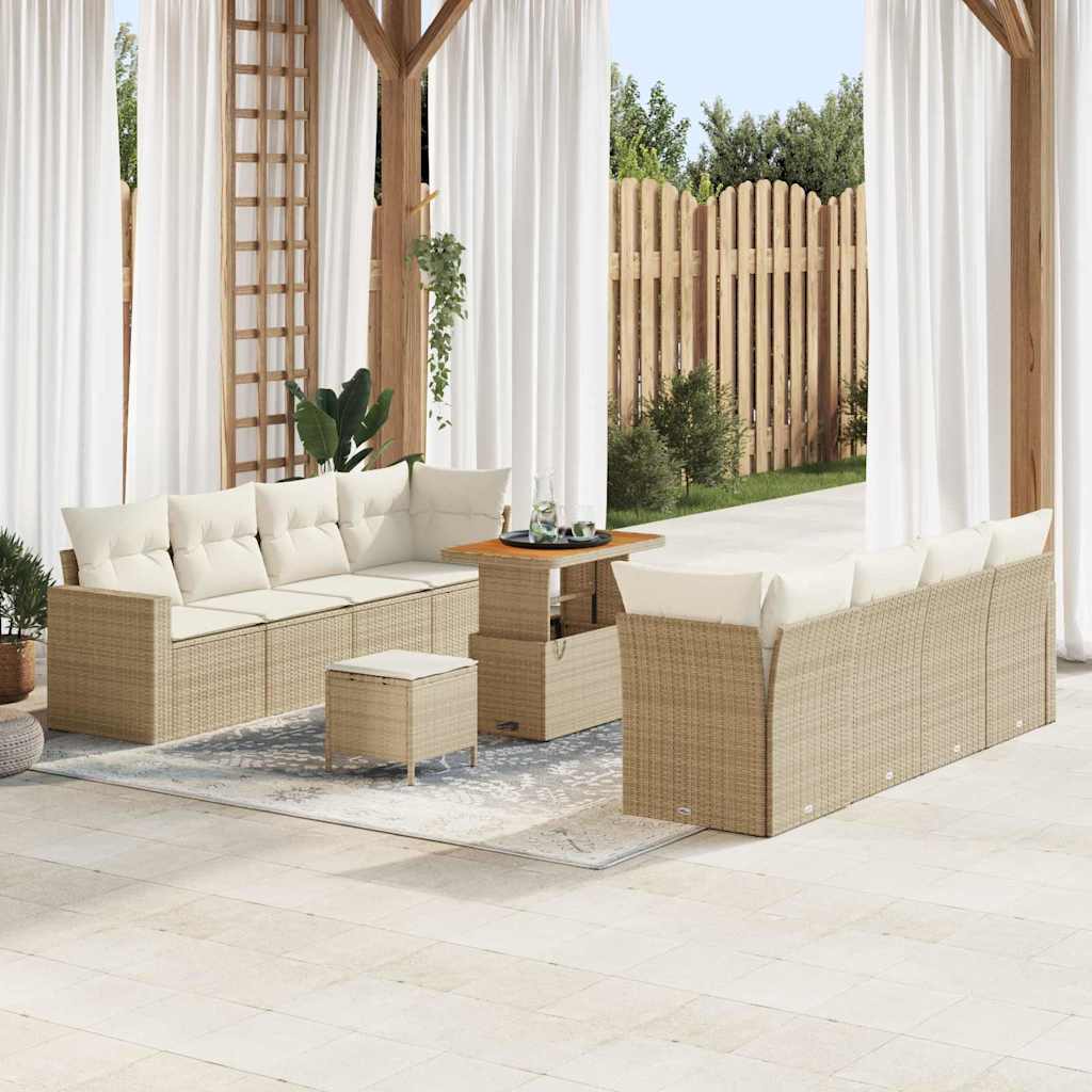 Gartensofa-set 11 pcs Schwarz Poly-Rattan