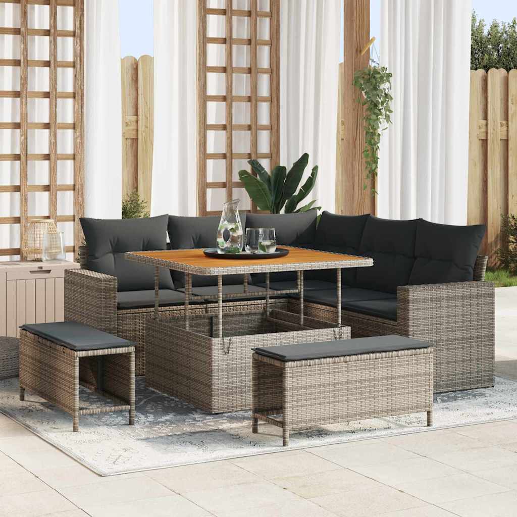 vidaXL Garten-Sofa-Set 8 pcs Schwarz Poly-Rattan