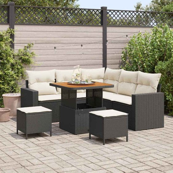 vidaXL Garten-Sofa-Set 8 pcs Schwarz Poly-Rattan