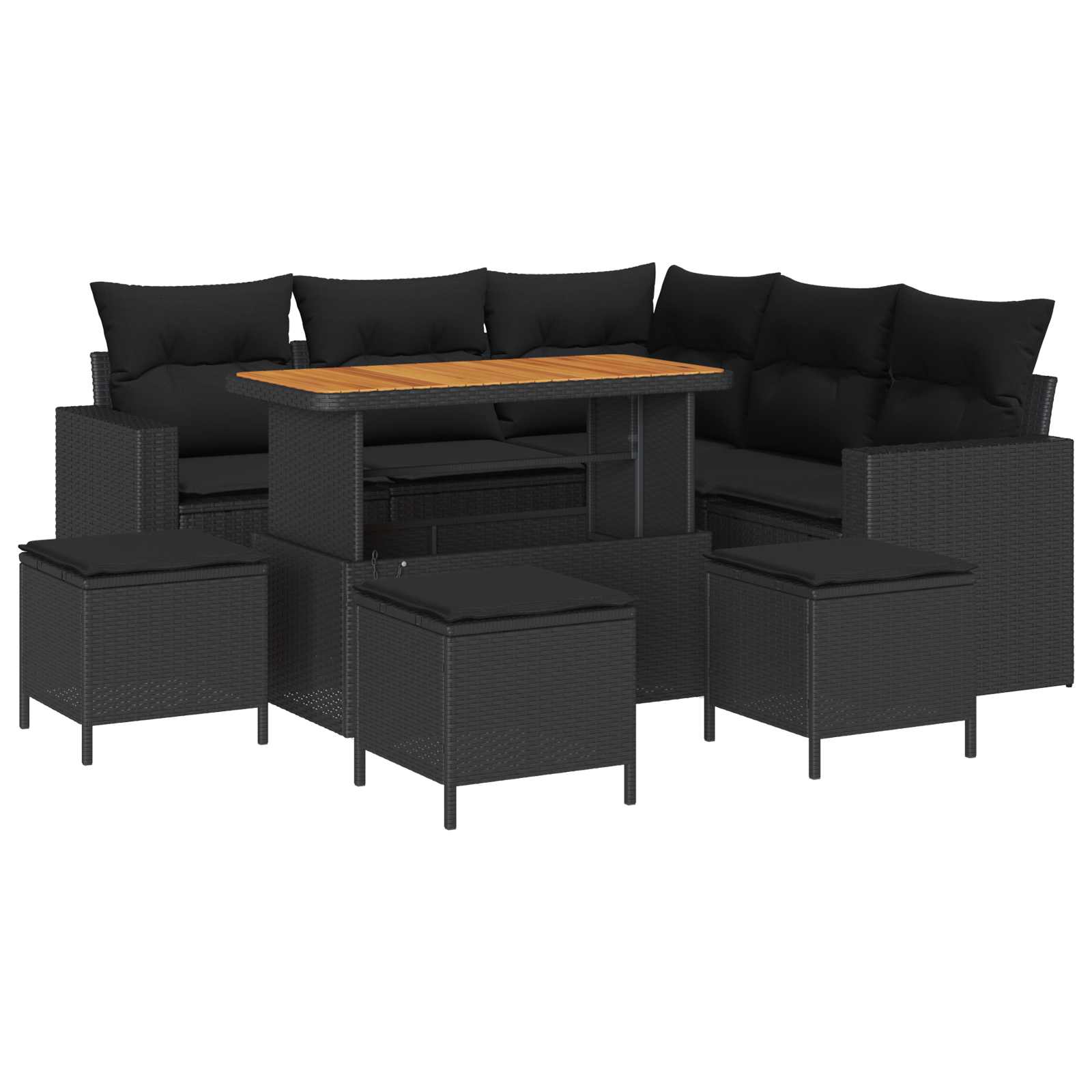 vidaXL Garten-Sofa-Set 8 pcs Schwarz Poly-Rattan