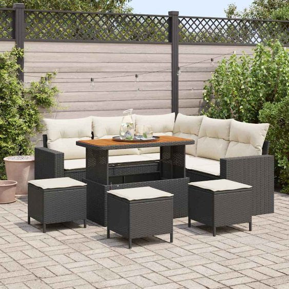 vidaXL Garten-Sofa-Set 8 pcs Schwarz Poly-Rattan