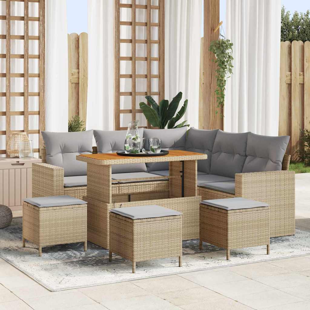 vidaXL Garten-Sofa-Set 8 pcs Schwarz Poly-Rattan
