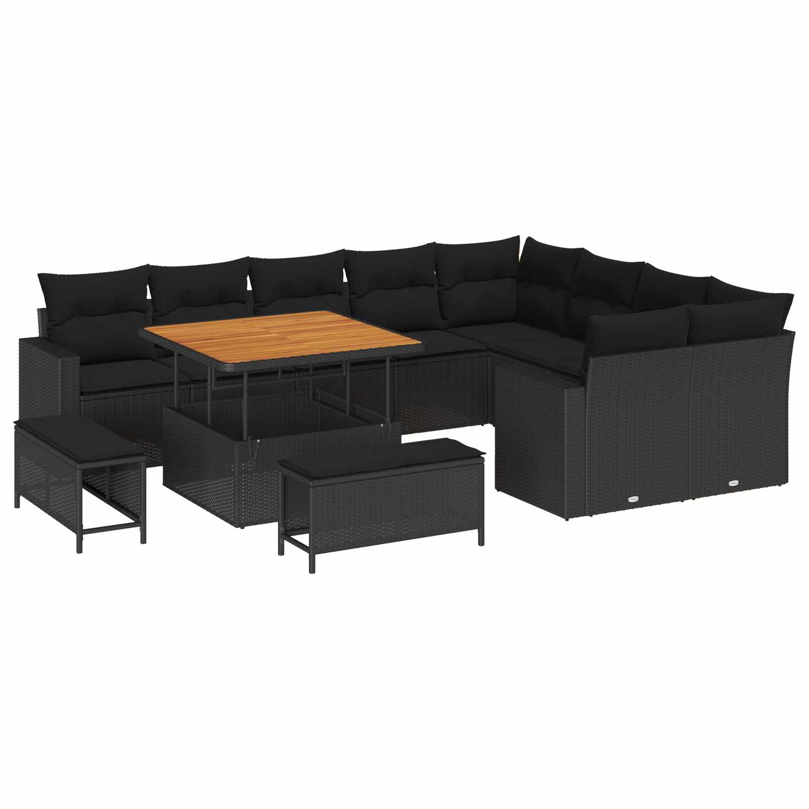 vidaXL Garten-Sofa-Set 12 pcs Schwarz Poly-Rattan