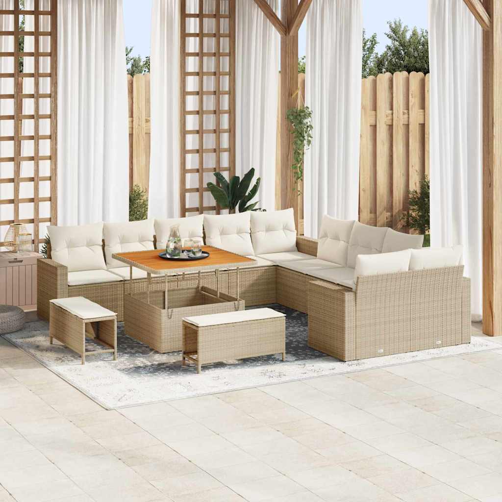Gartensofa-set 13 pcs Schwarz Poly-Rattan
