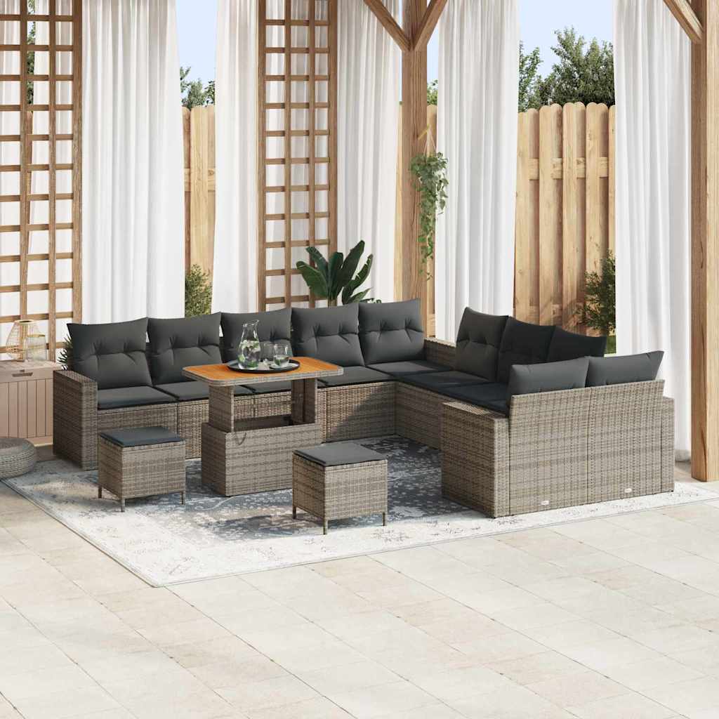 Gartensofa-set 13 pcs Schwarz Poly-Rattan