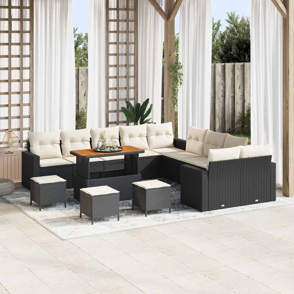 Gartensofa-set 13 pcs Schwarz Poly-Rattan