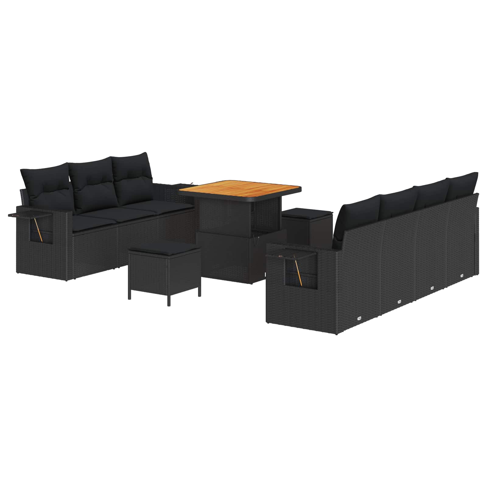 vidaXL Garten-Sofa-Set 10 pcs Schwarz Poly-Rattan