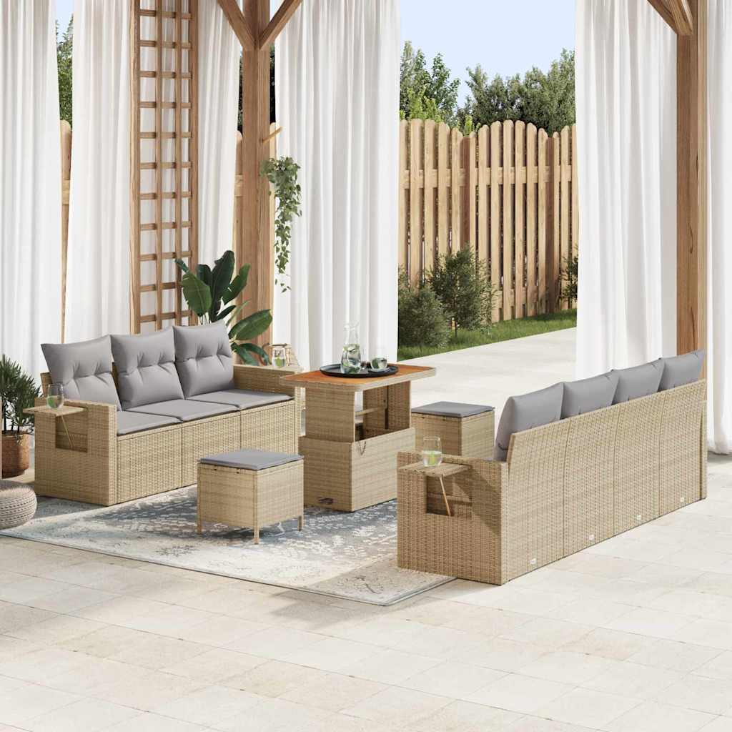 vidaXL Garten-Sofa-Set 10 pcs Schwarz Poly-Rattan