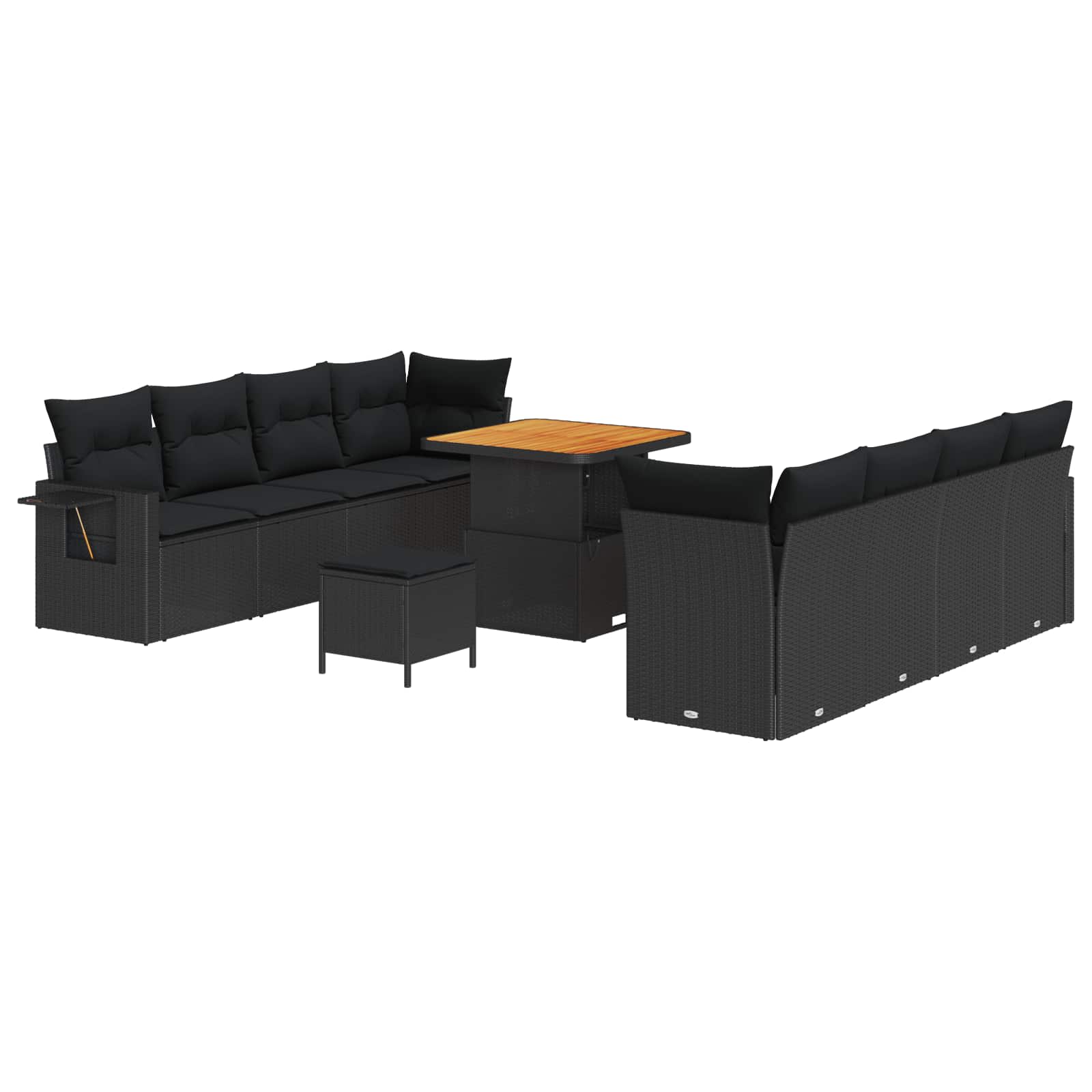 vidaXL Garten-Sofa-Set mit Speicher 11 pcs Schwarz Poly Rattan