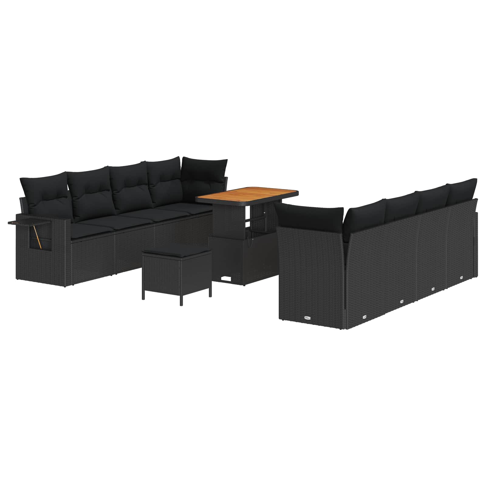 vidaXL Garten-Sofa-Set mit Speicher 11 pcs Schwarz Poly Rattan