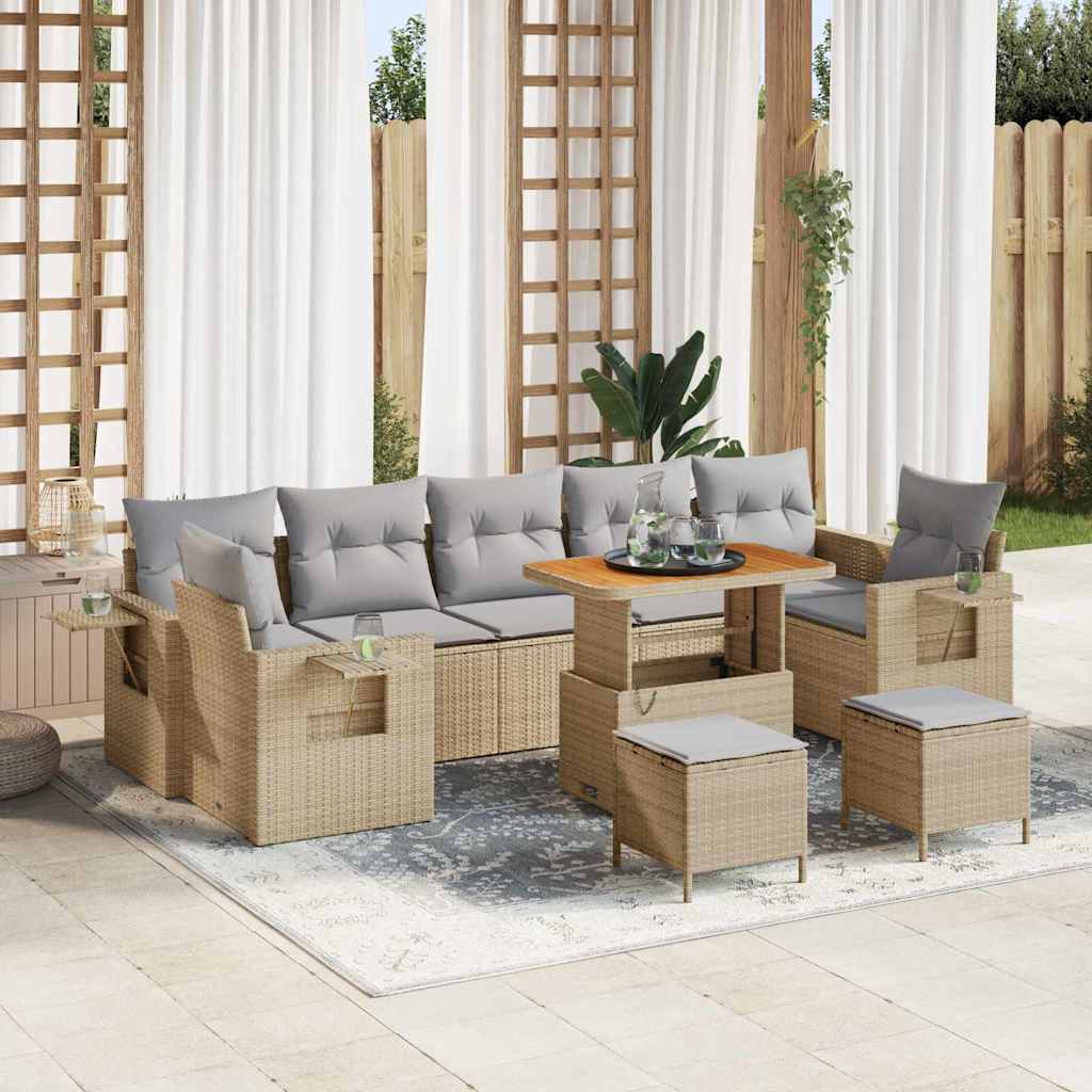 vidaXL Garten-Sofa-Set 10 pcs Schwarz Poly-Rattan